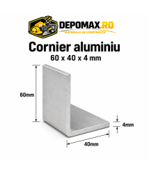 Cornier aluminiu 60 x 40 x 4 mm, 6 metri (EN AW-6060)